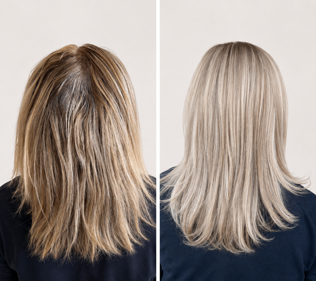 Blonde Highlights before and after at M Vogue Beauty Salon